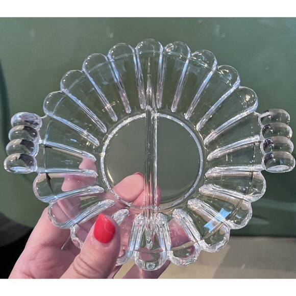 Heisey Clear Glass Crystolite Divided Dish Serving Bowl Vintage 7 Inches - Picture 1 of 7